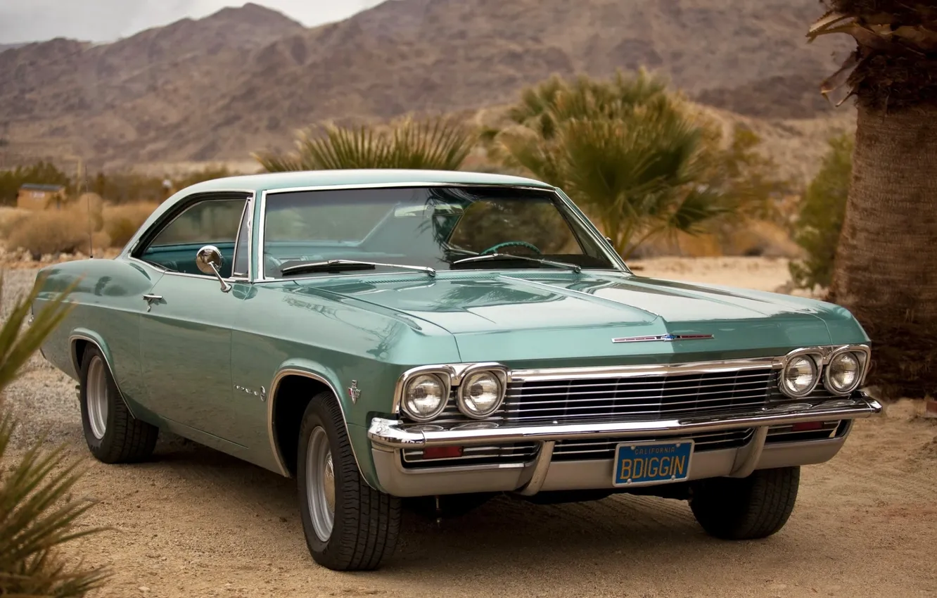 Фото обои Chevrolet, Шевроле, классика, 1965, Coupe, передок, Импала, Impala
