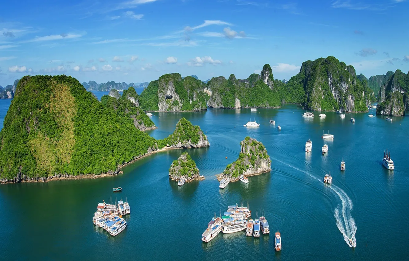 Фото обои Vietnam, boats, Halong Bay