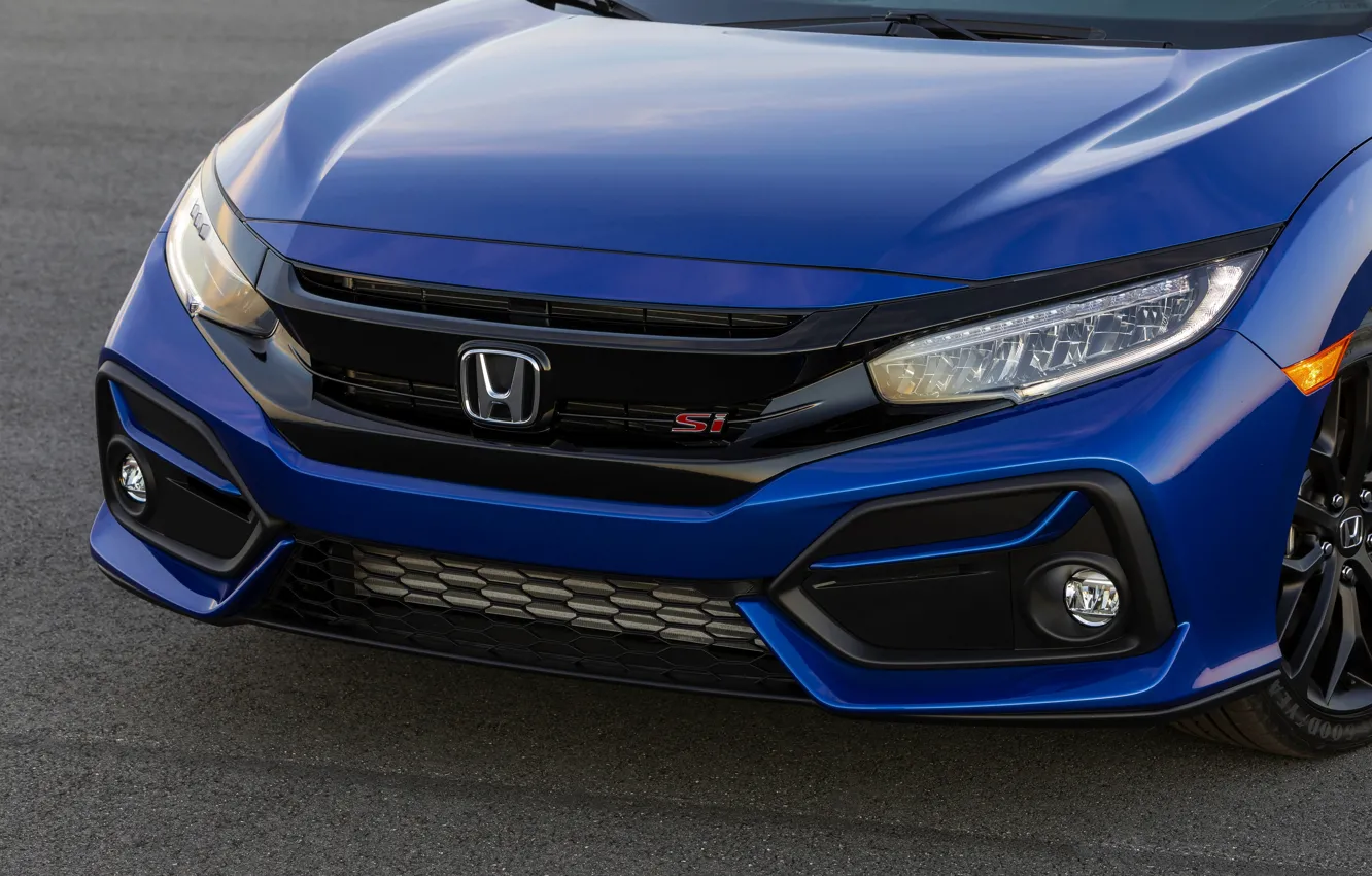 Фото обои синий, капот, Honda, седан, Civic, 2020, 2019, Si Sedan