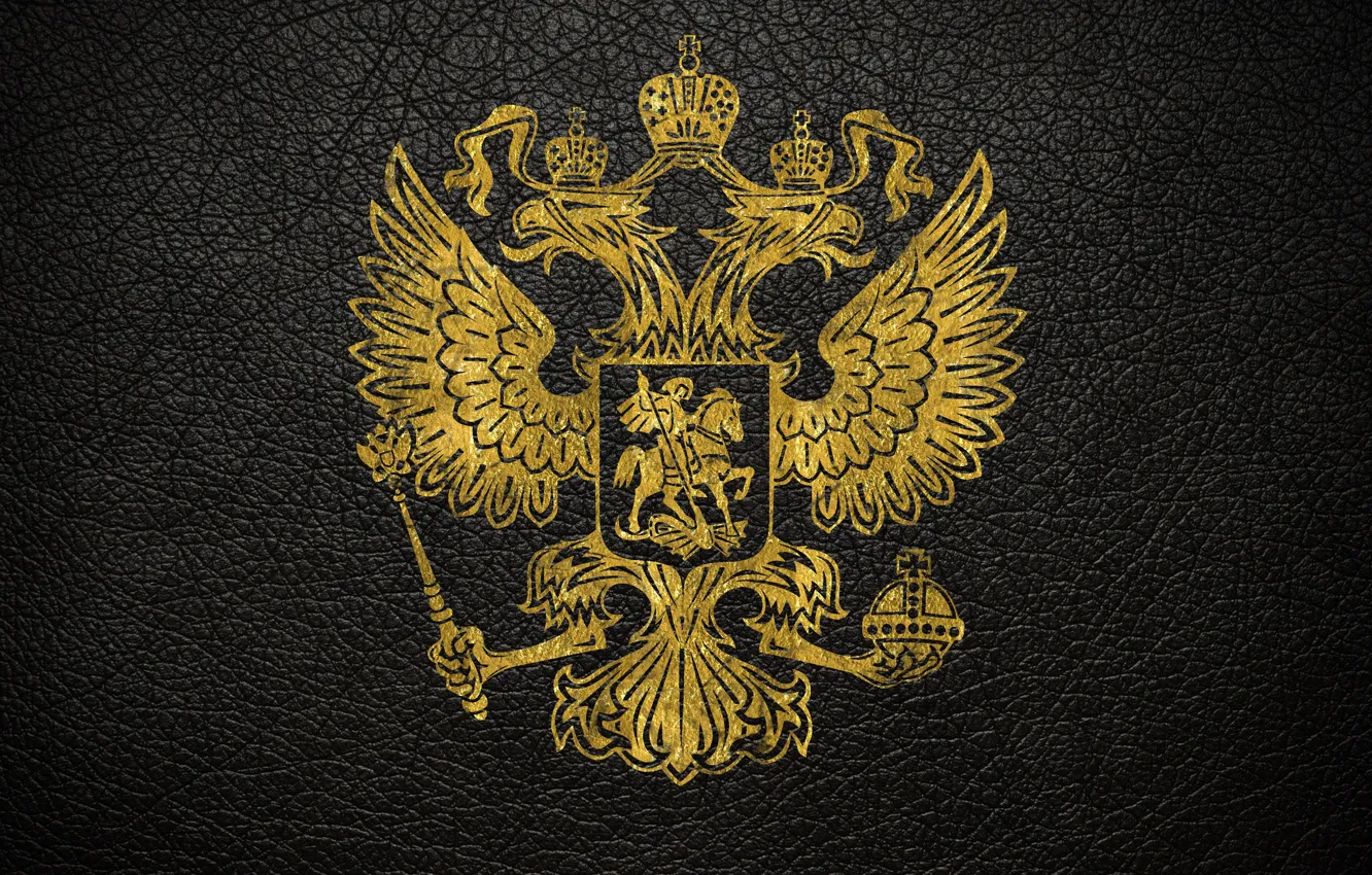 Фото обои кожа, золотой, герб, россия