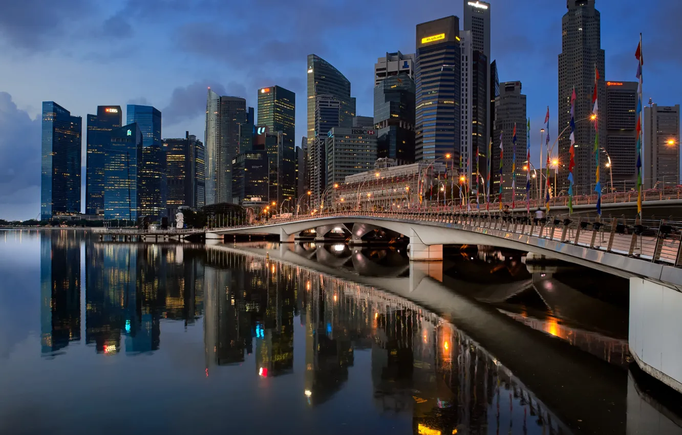 Фото обои Singapore, Sunlight, Esplanade bridge