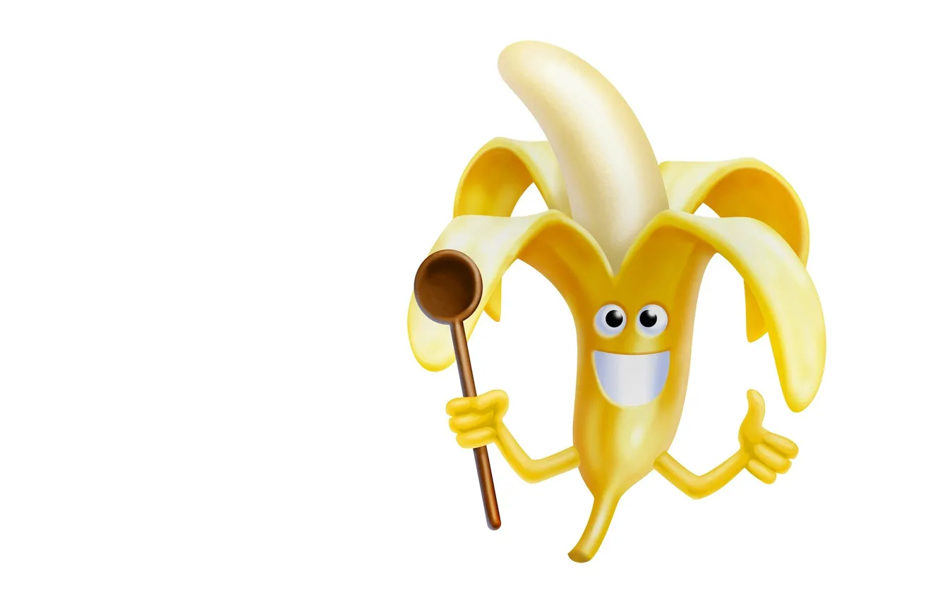 Фото обои арт, ложка, банан, детская