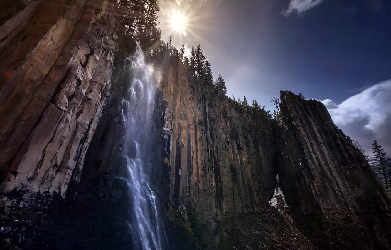 Фото обои природа, гора, водопад