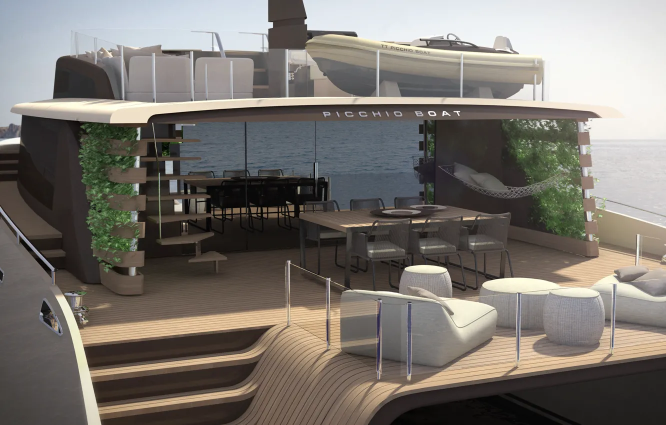 Фото обои дизайн, стиль, интерьер, яхта, люкс, luxury motor yacht, Picchio boat