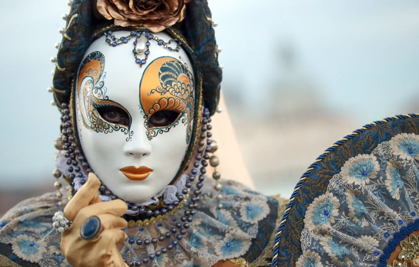 Фото обои Взгляд, Италия, Венеция, Маска, Italy, Venice, Mask, Карнавал