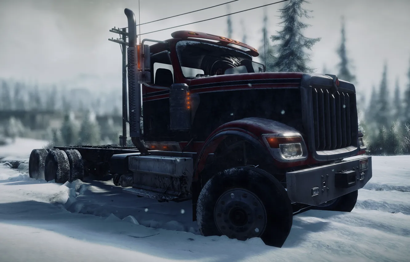 Фото обои HDR, Alaska, Wood, Winter, Snow, Truck, Game, Cold