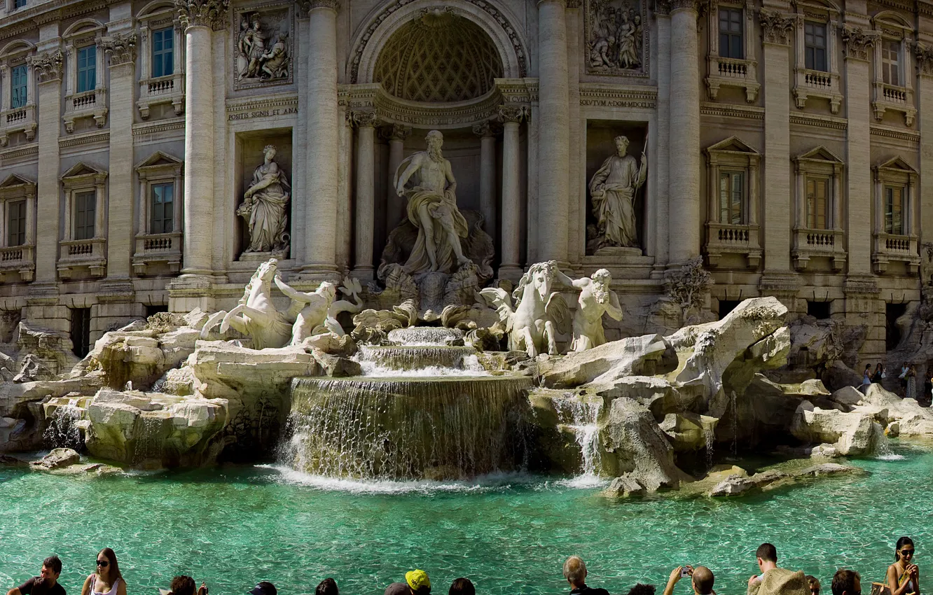 Фото обои Рим, Италия, панорама, фонтан Треви