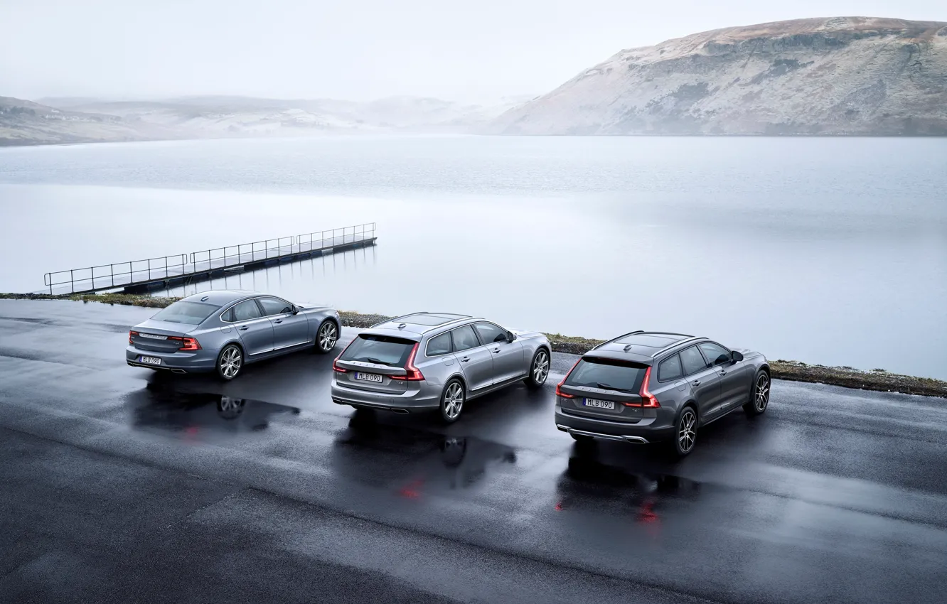 Фото обои Volvo, Седан, Car, Silver, Cross Country, Универсал, 2017, S90