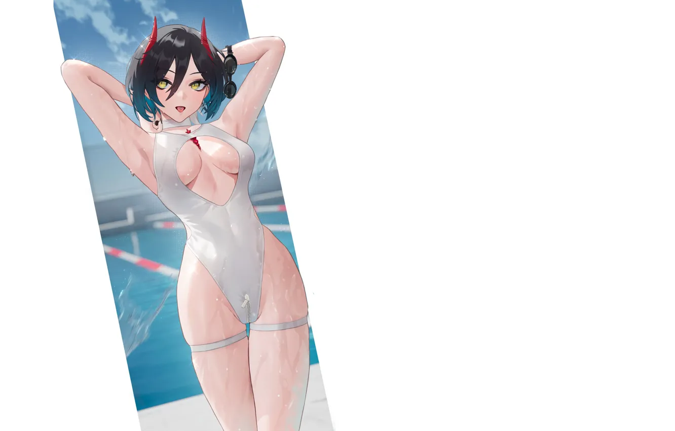 Фото обои hot, sexy, anime, short hair, swimsuit, babe, german, oppai