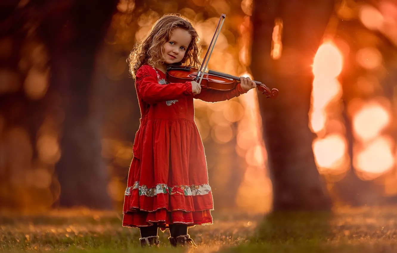 Фото обои музыка, скрипка, девочка