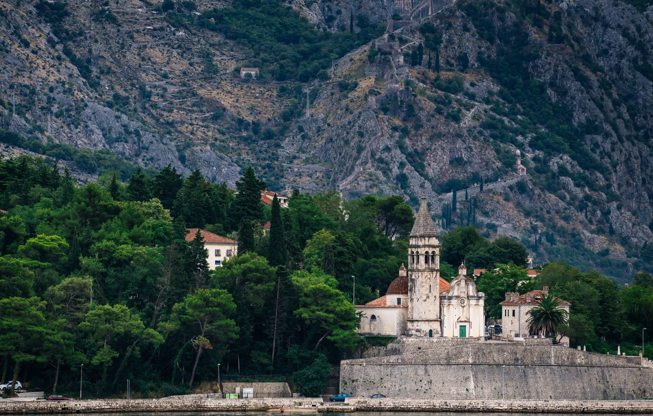 Фото обои church, Adriatic Sea, Montenegro, Kotor, Dobrota