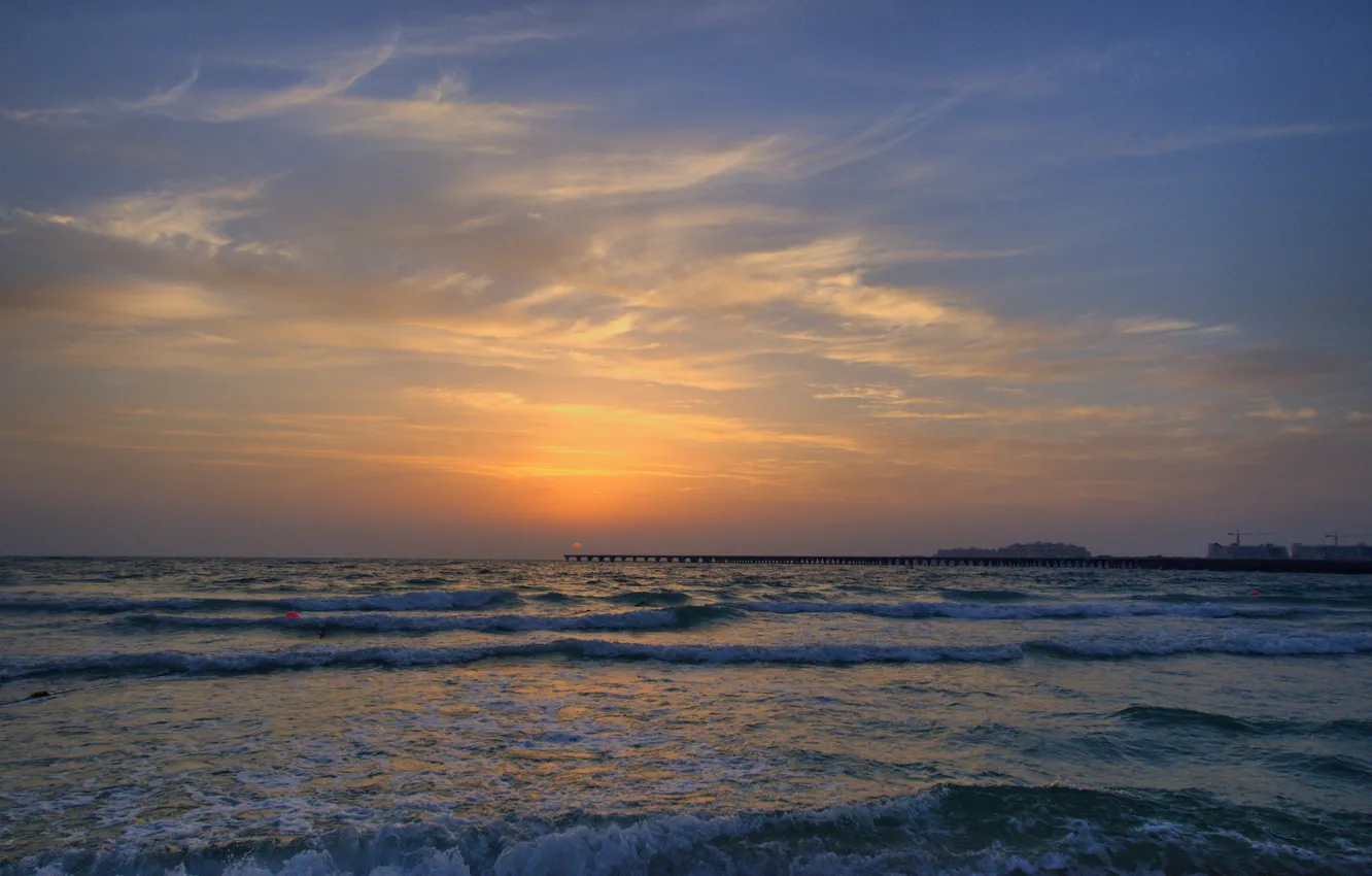 Фото обои пляж, закат, Дубаи, ОАЭ