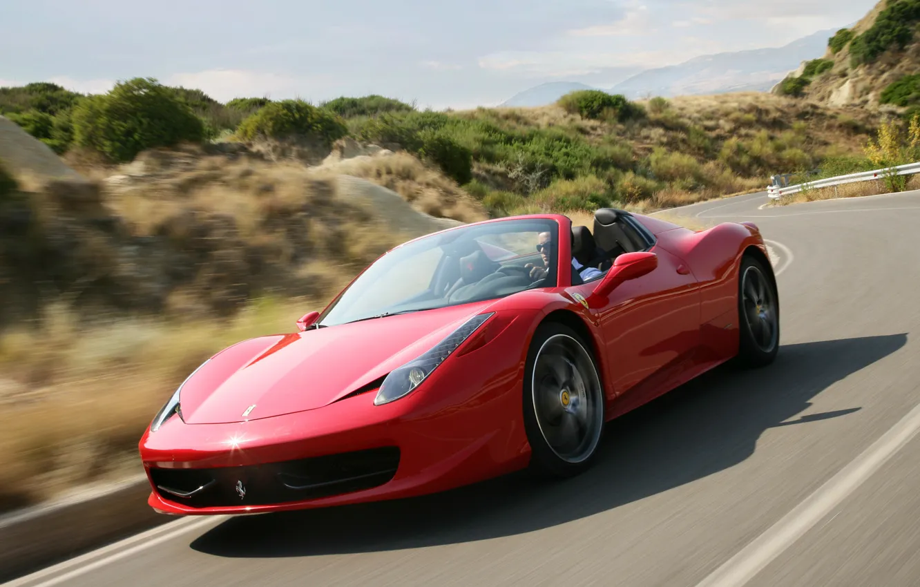 Фото обои красный, Машина, Ferrari, Car, Автомобиль, F458