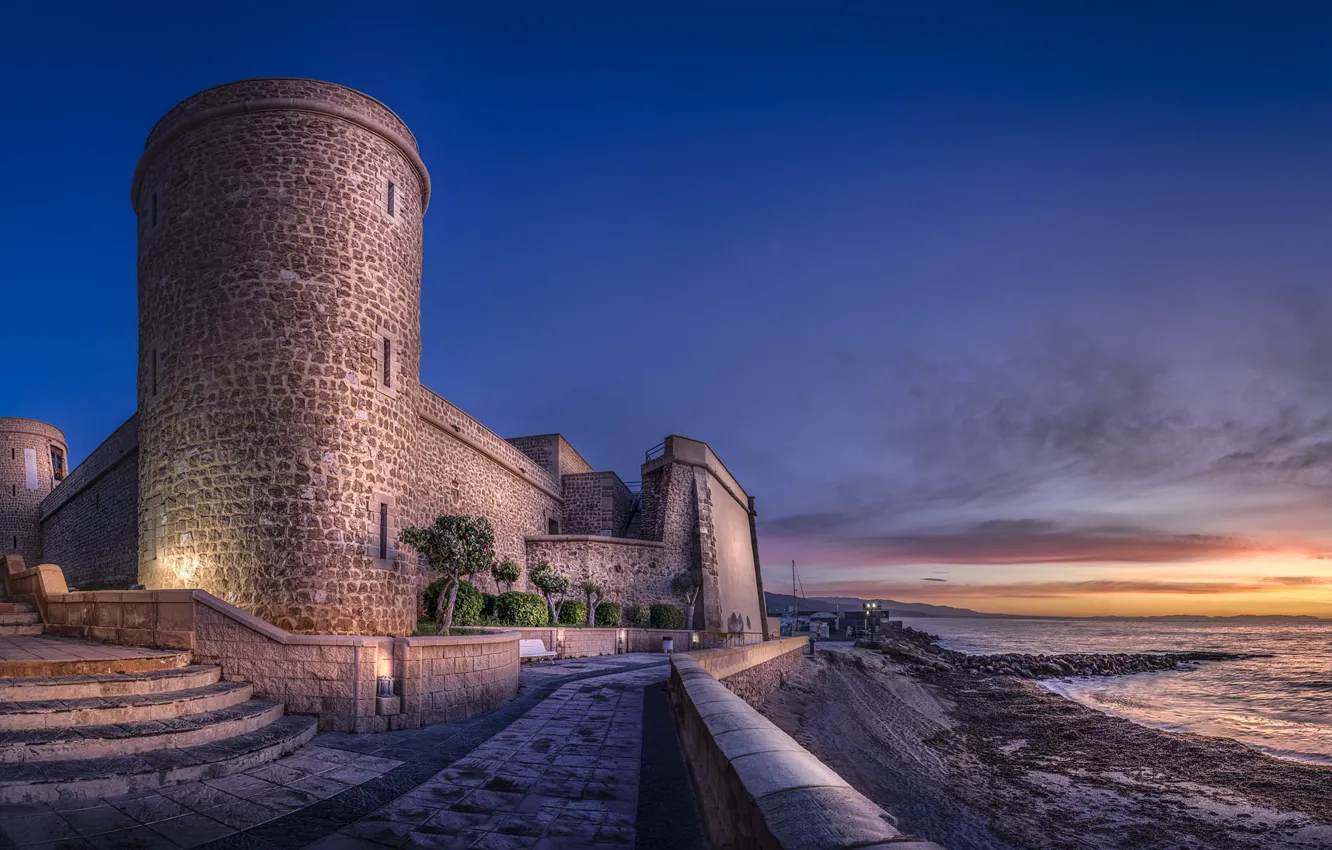 Фото обои Puerto de Roquetas, Castillo de Las Roquetas, Castillo de Santa Ana