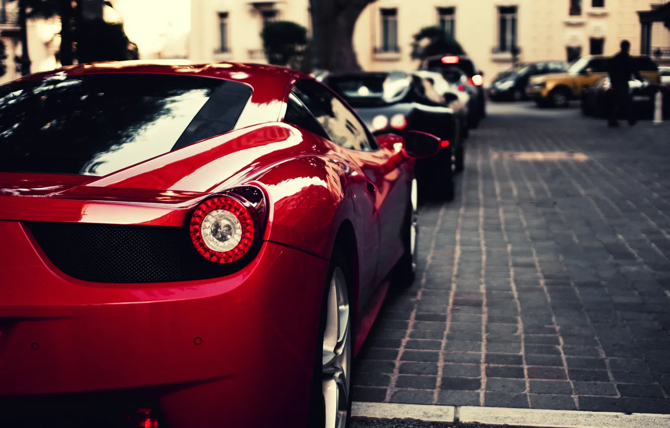 Фото обои красный, черный, veyron, Ferrari, red, bugatti, supercar, феррари