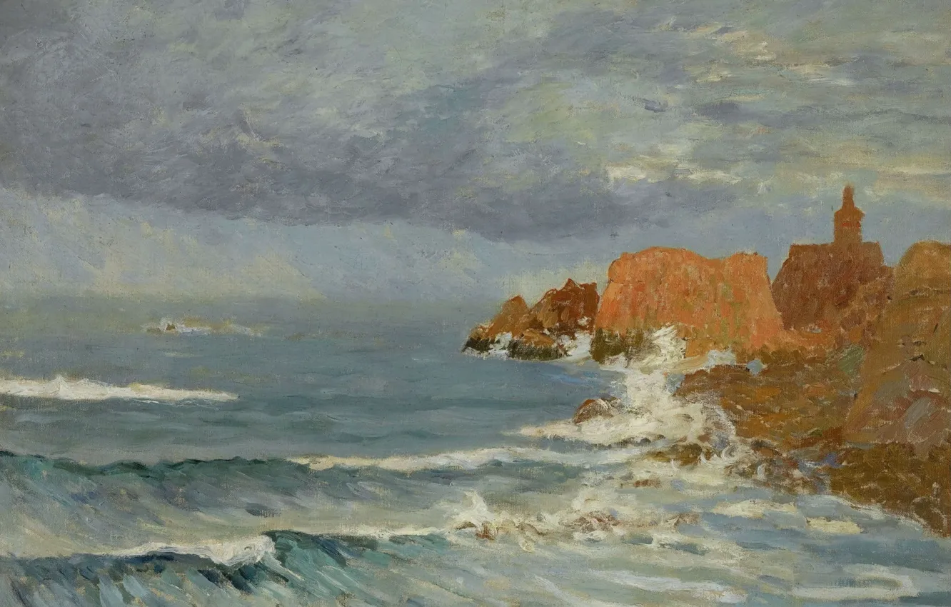 Фото обои пейзаж, картина, 1884, Maxime Maufra, Максим Мофра, Красные Скалы