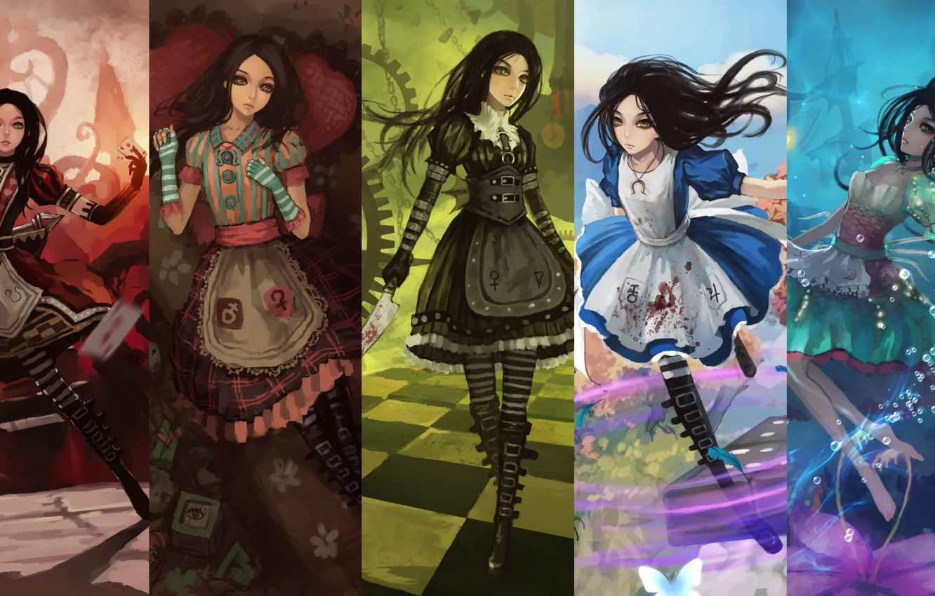 Фото обои anime, mosaic, alice madness returns, alice