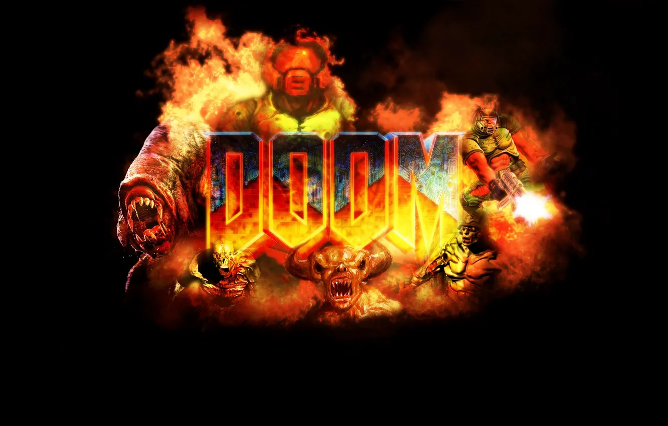 Фото обои demon, fire, monster, spectre, hell, doom, id software, lost soul