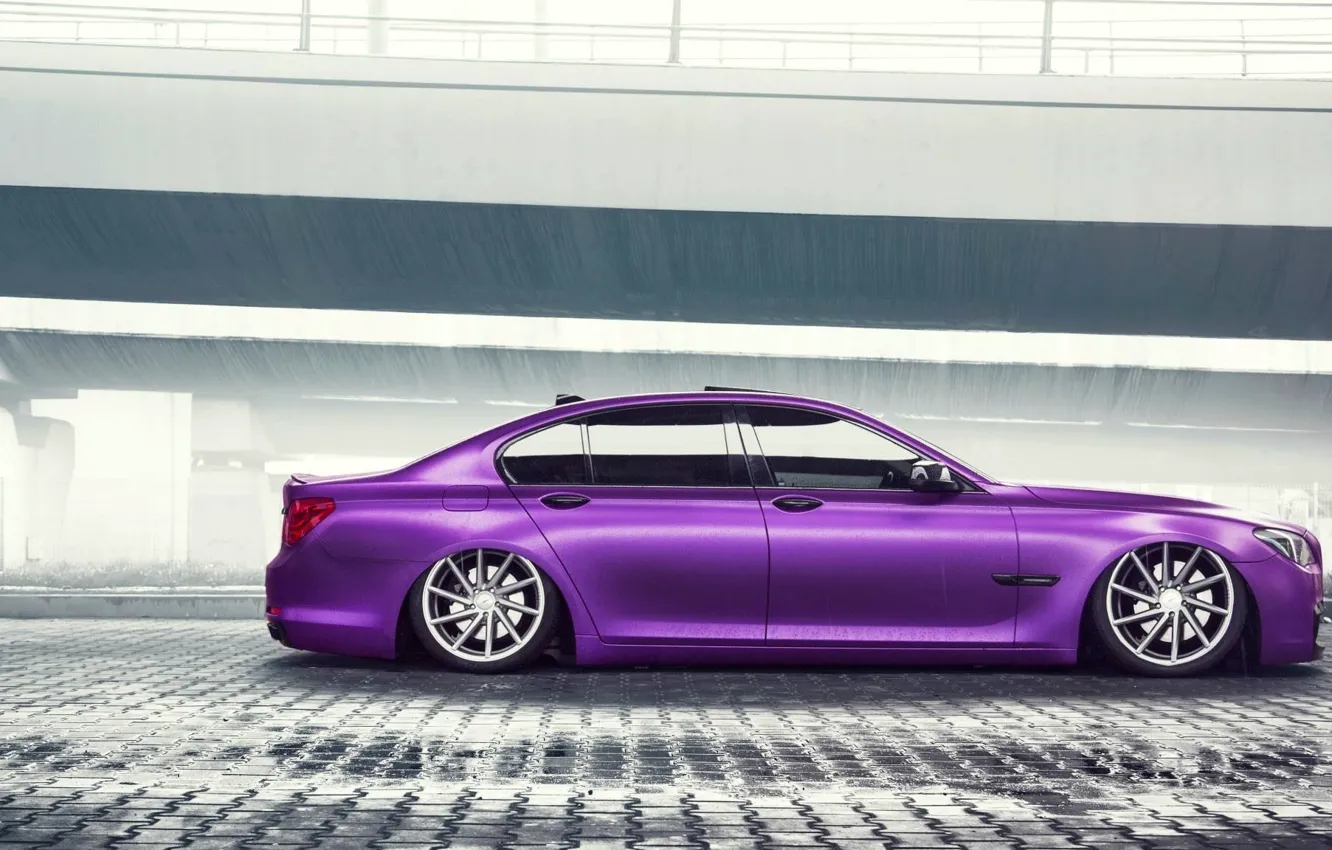 Фото обои BMW, German, Car, Purple, Color, Side, 7 Series, Vossen
