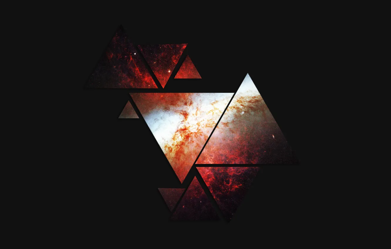 Фото обои треугольники, Космос, фигуры, тёмный фон