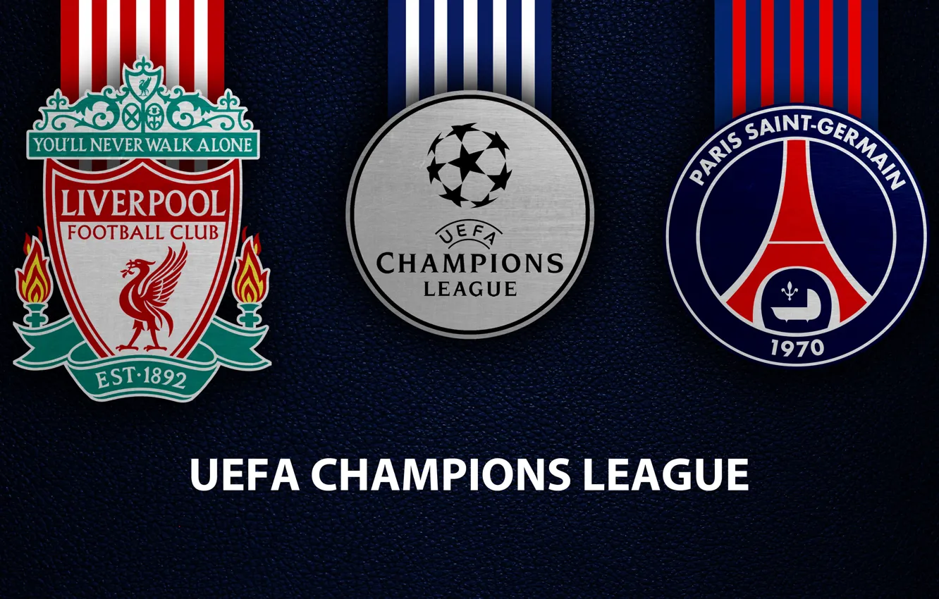 Фото обои wallpaper, sport, logo, football, Liverpool, PSG, UEFA Champions League, Paris Saint-Germain