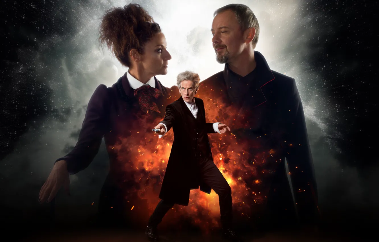 Фото обои космос, звезды, актеры, Doctor Who, Доктор Кто, John Simm, Peter Capaldi, Двенадцатый Доктор