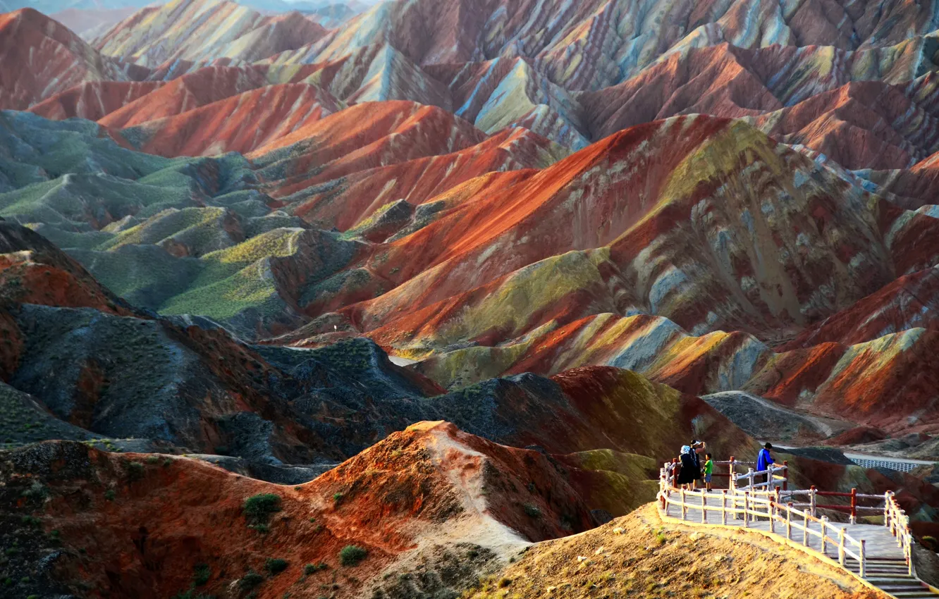 Фото обои пейзаж, горы, природа, Китай, Danxia, Данься, геопарк