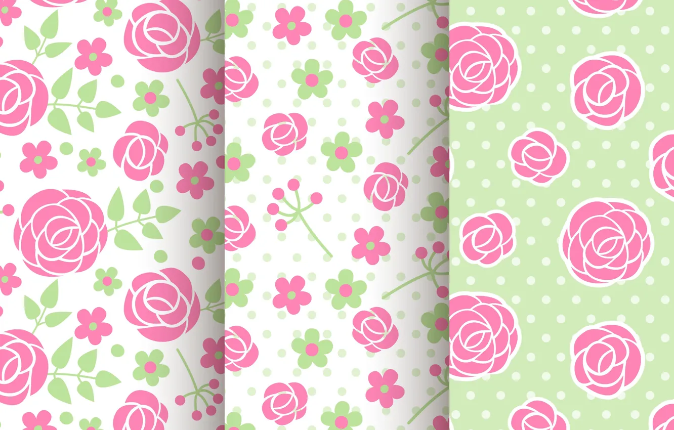 Фото обои фон, розовый, салатовый, цветочки, текстуры, patterns, with, roses