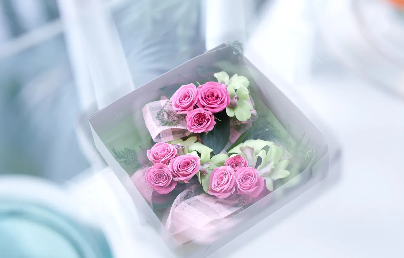 Фото обои белый, цветы, розовый