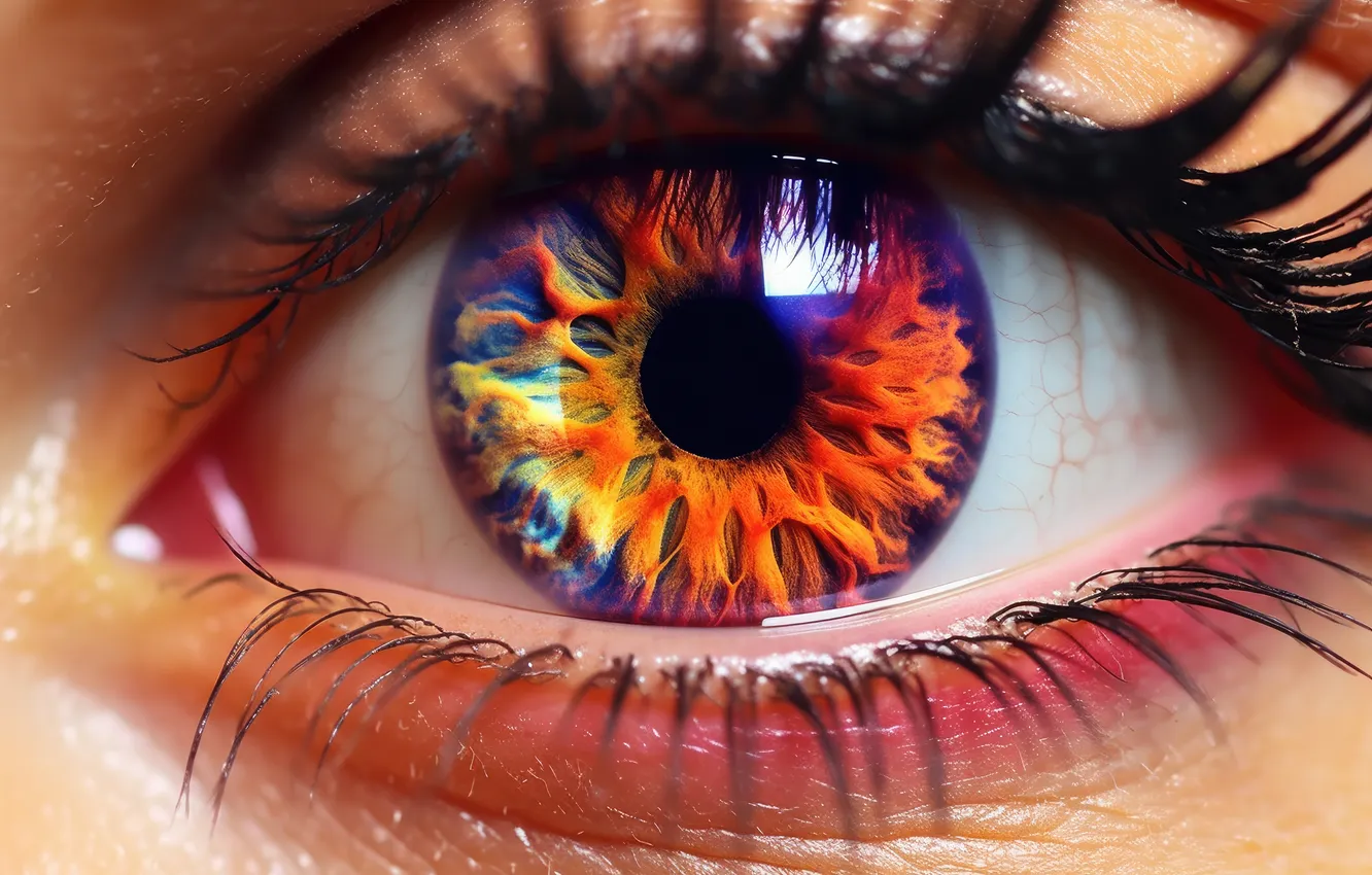 Фото обои colors, art, eye, eyelashes, iris