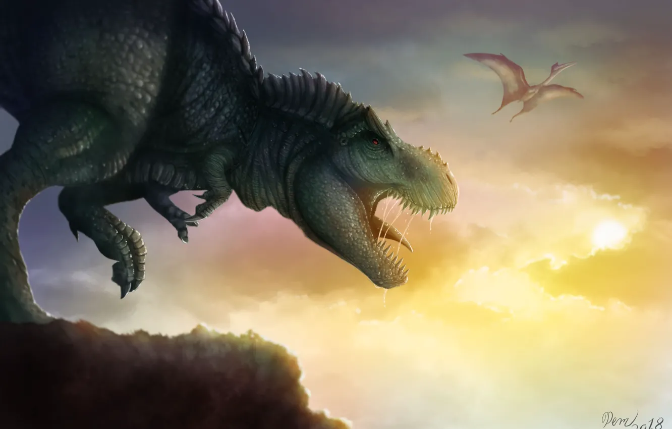 Фото обои хищник, T-Rex, мир динозавров