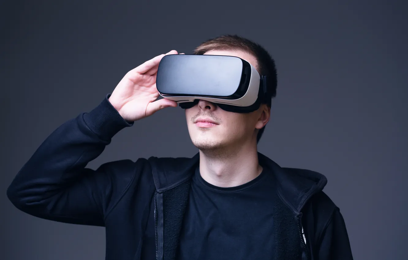 Фото обои man, glasses, virtual reality
