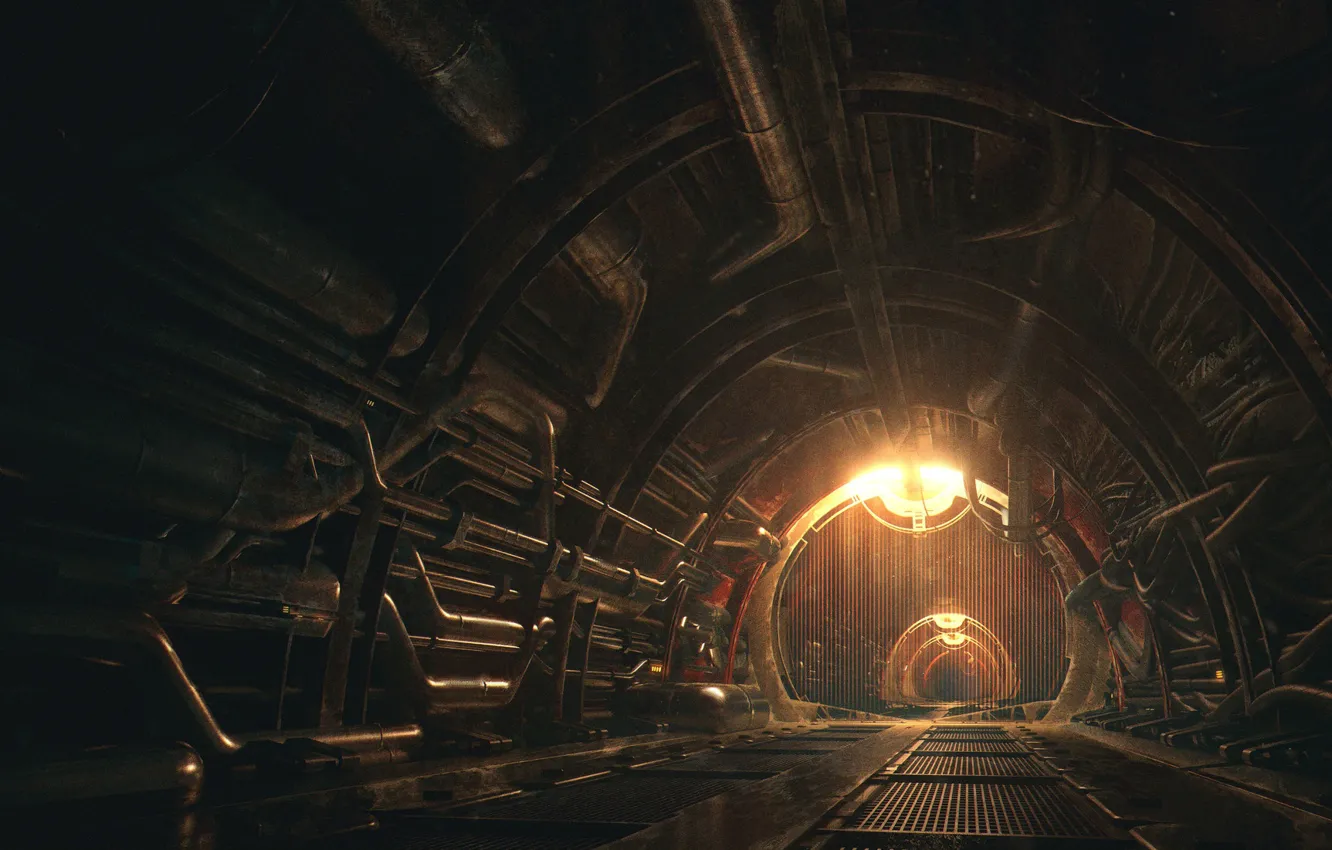 Фото обои туннель, maintance tunnels, Concept art for the Iron Tower Studio