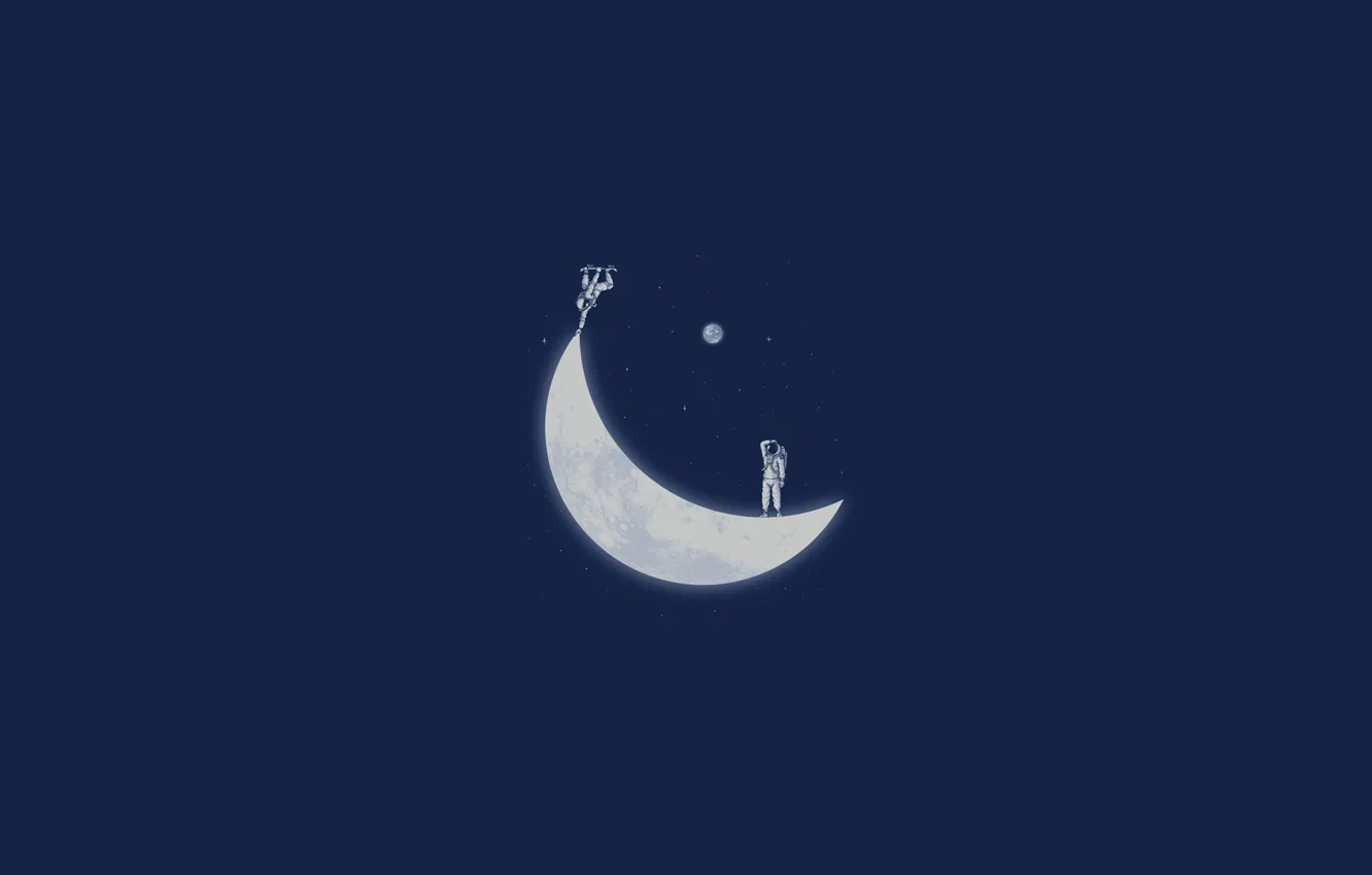 Фото обои космос, луна, космонавт, месяц, скейт, naolito
