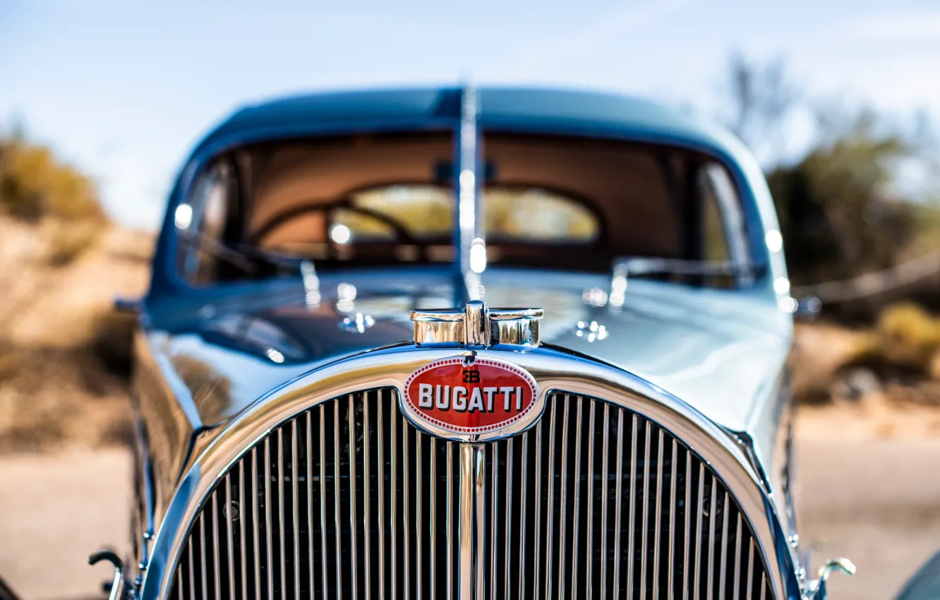 Фото обои Bugatti, logo, close-up, Bugatti Type 57SC Atlantic, Type 57