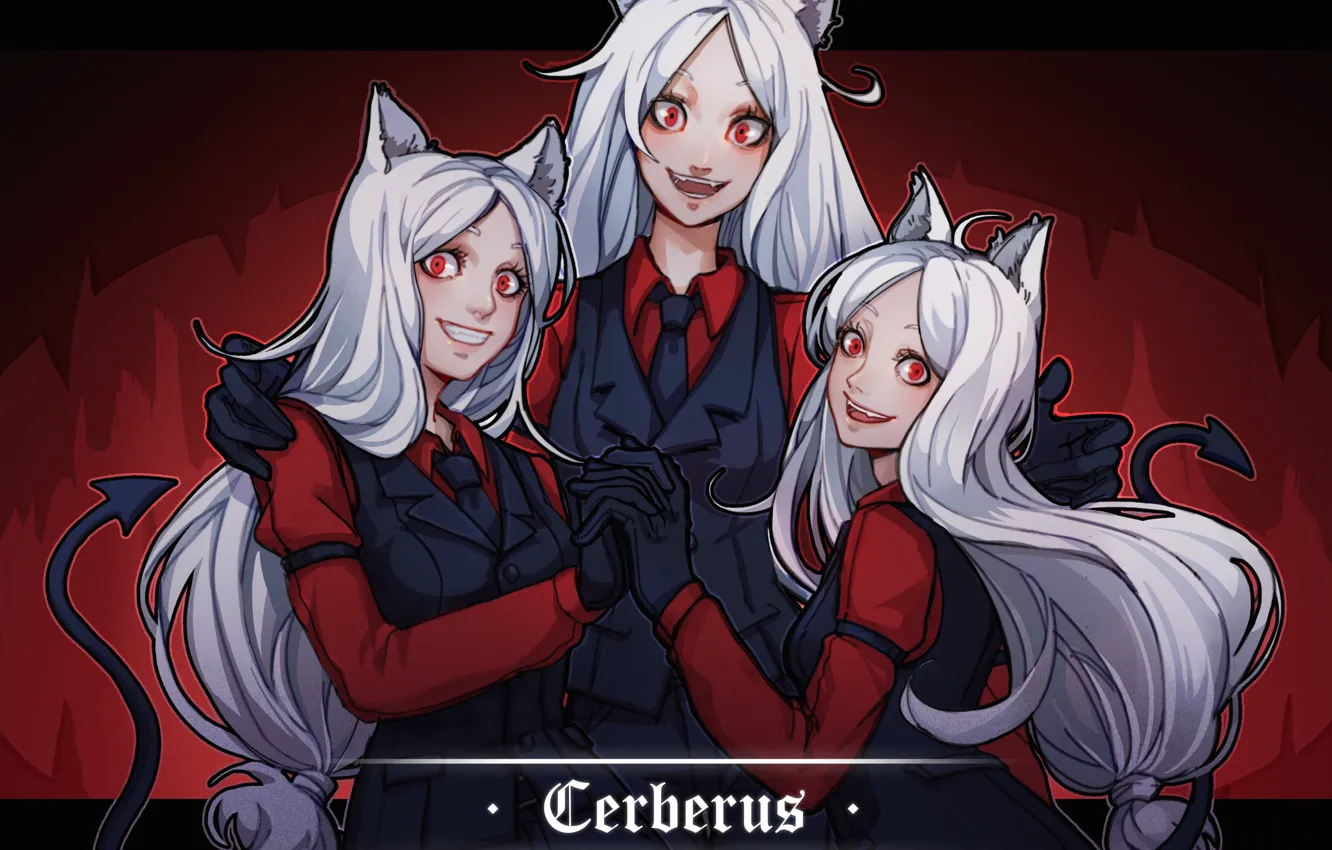 Фото обои девушки, демоны, Cerberus, Helltaker