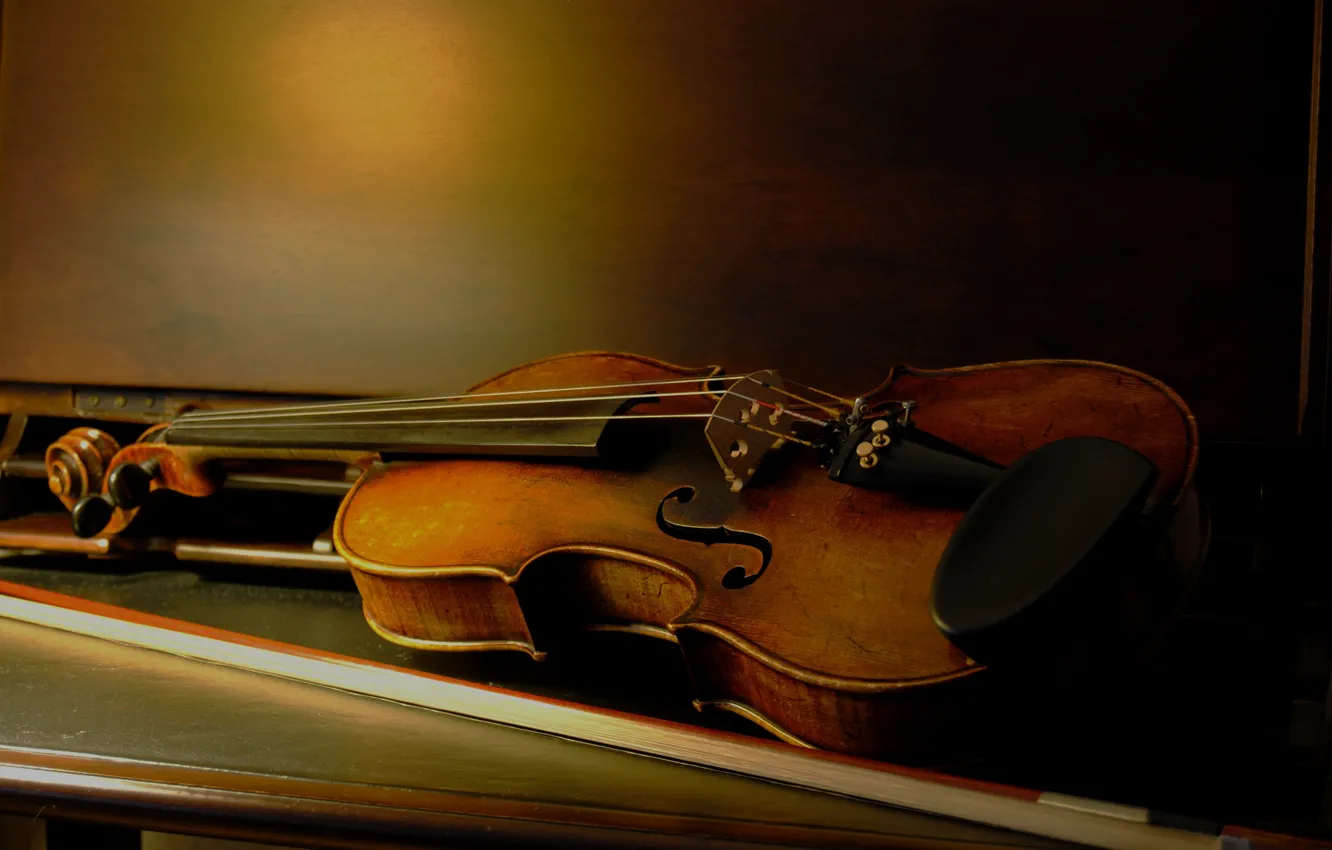 Фото обои скрипка, струны, смычок, музыкальные инструменты