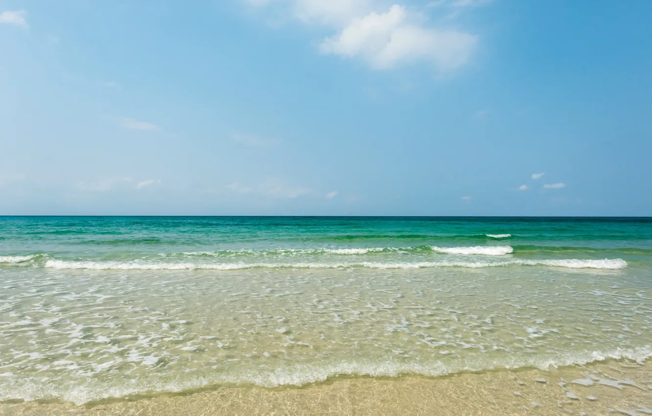 Фото обои песок, море, волны, пляж, лето, небо, summer, beach