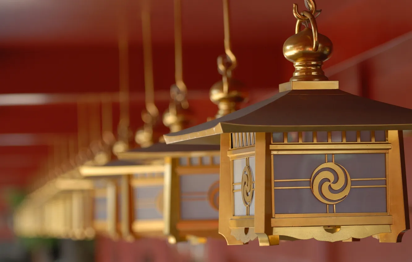 Фото обои япония, фонари, храм
