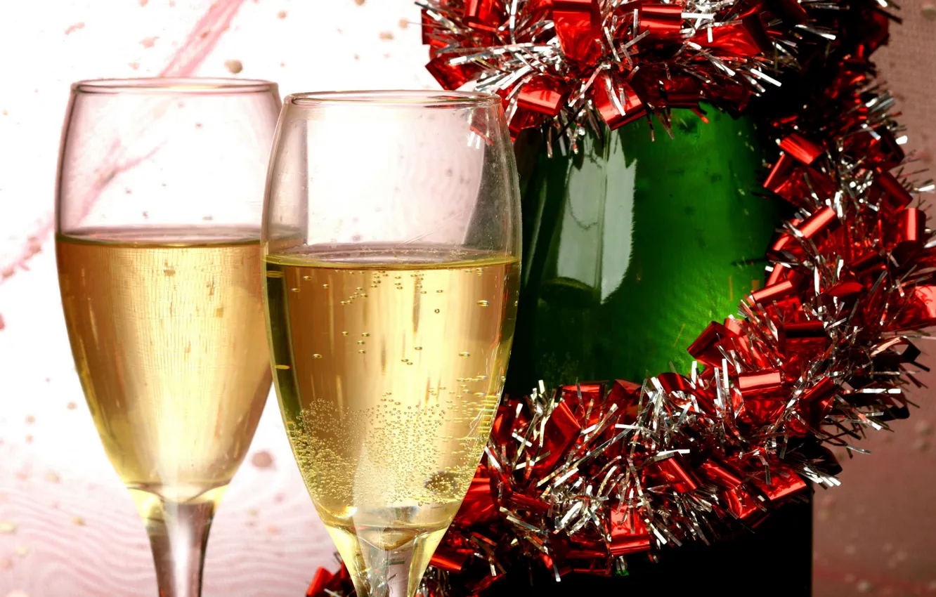 Фото обои бокал, новый год, new year, шампанское, 2014