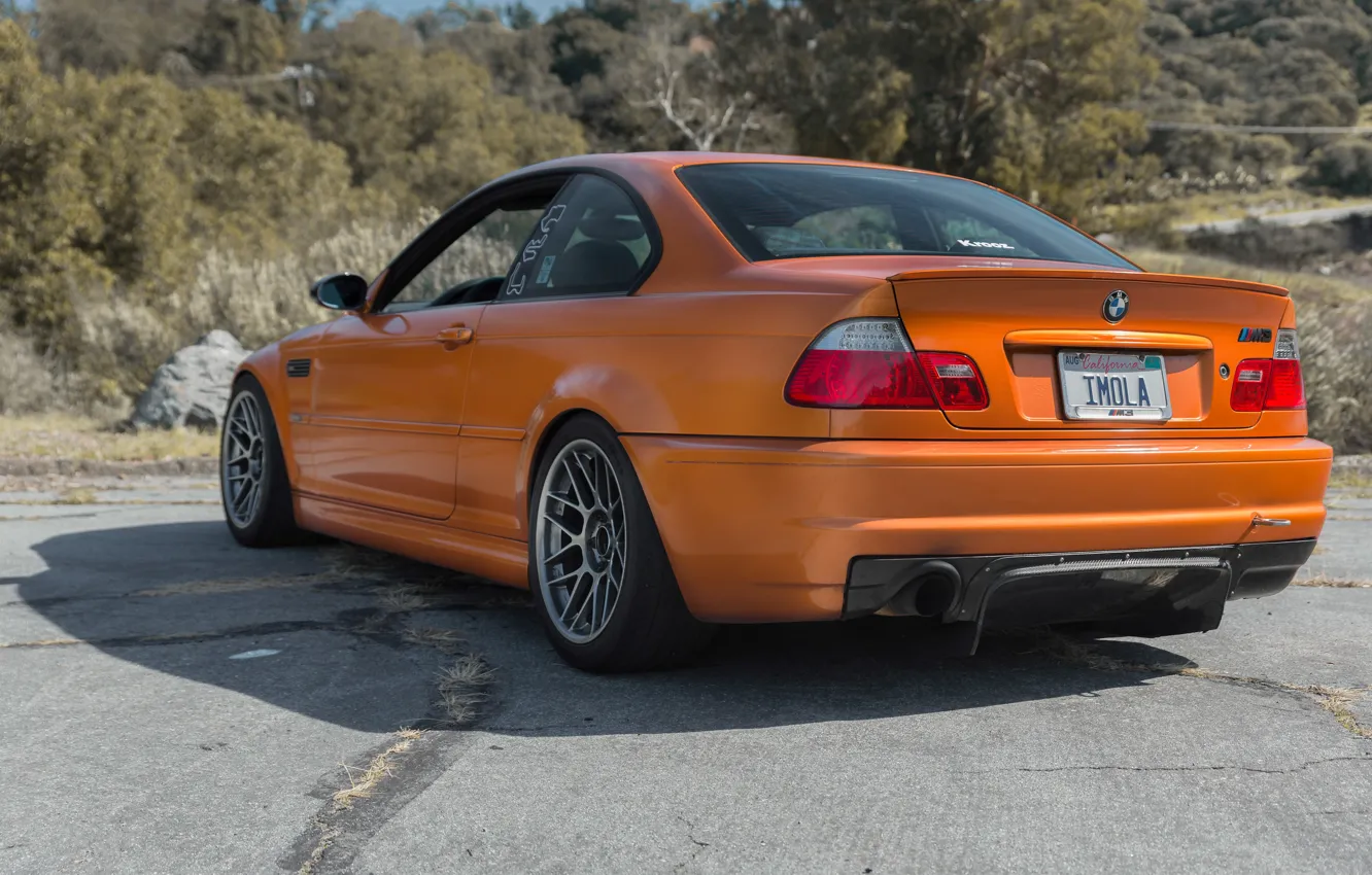Фото обои BMW, Orange, E46, Rear View
