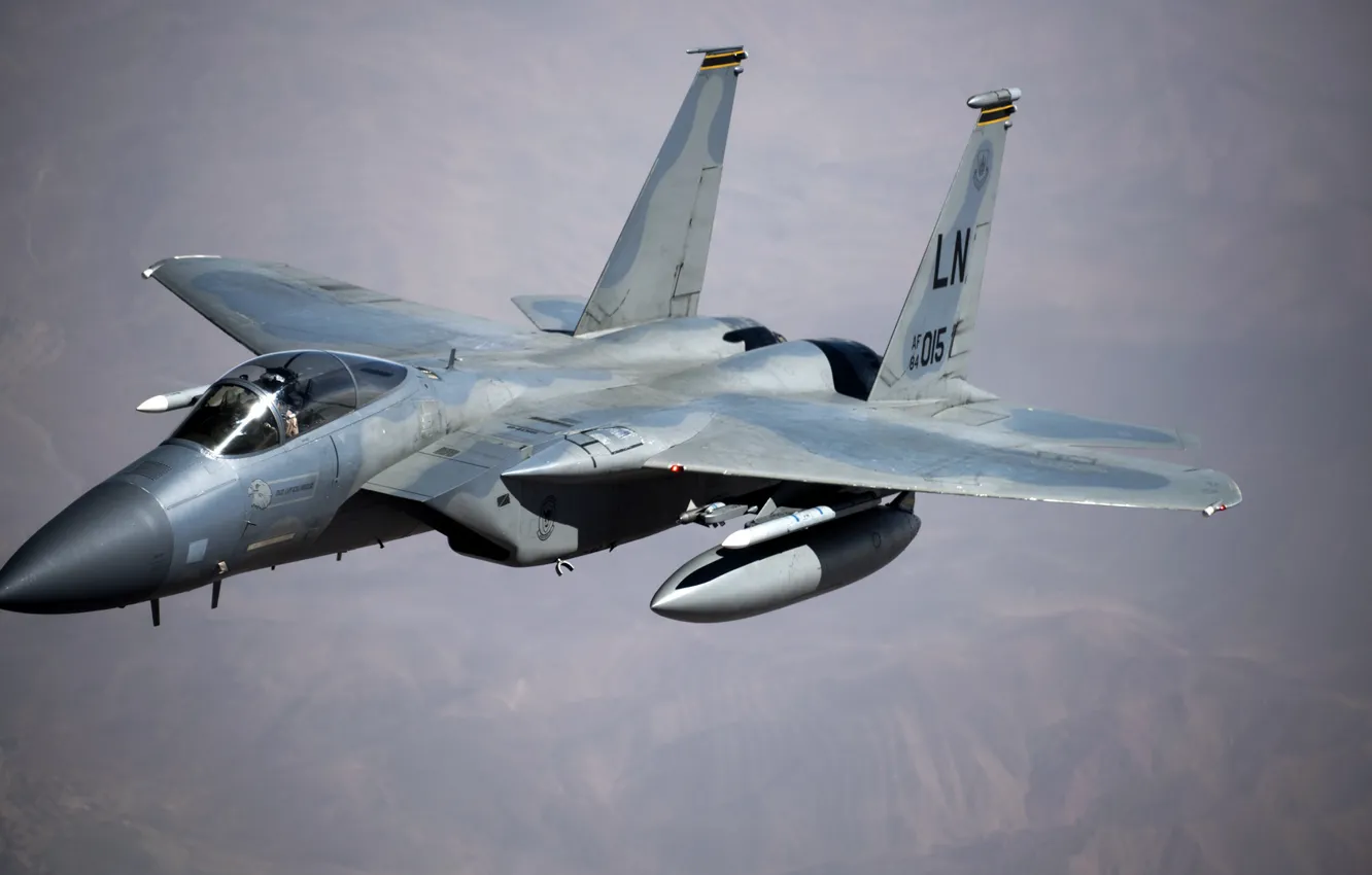 Фото обои Eagle, ВВС США, Одноместный, McDonnell Douglas, истребитель четвёртого поколения, F-15C, американский всепогодный, истребитель завоевания превосходства …