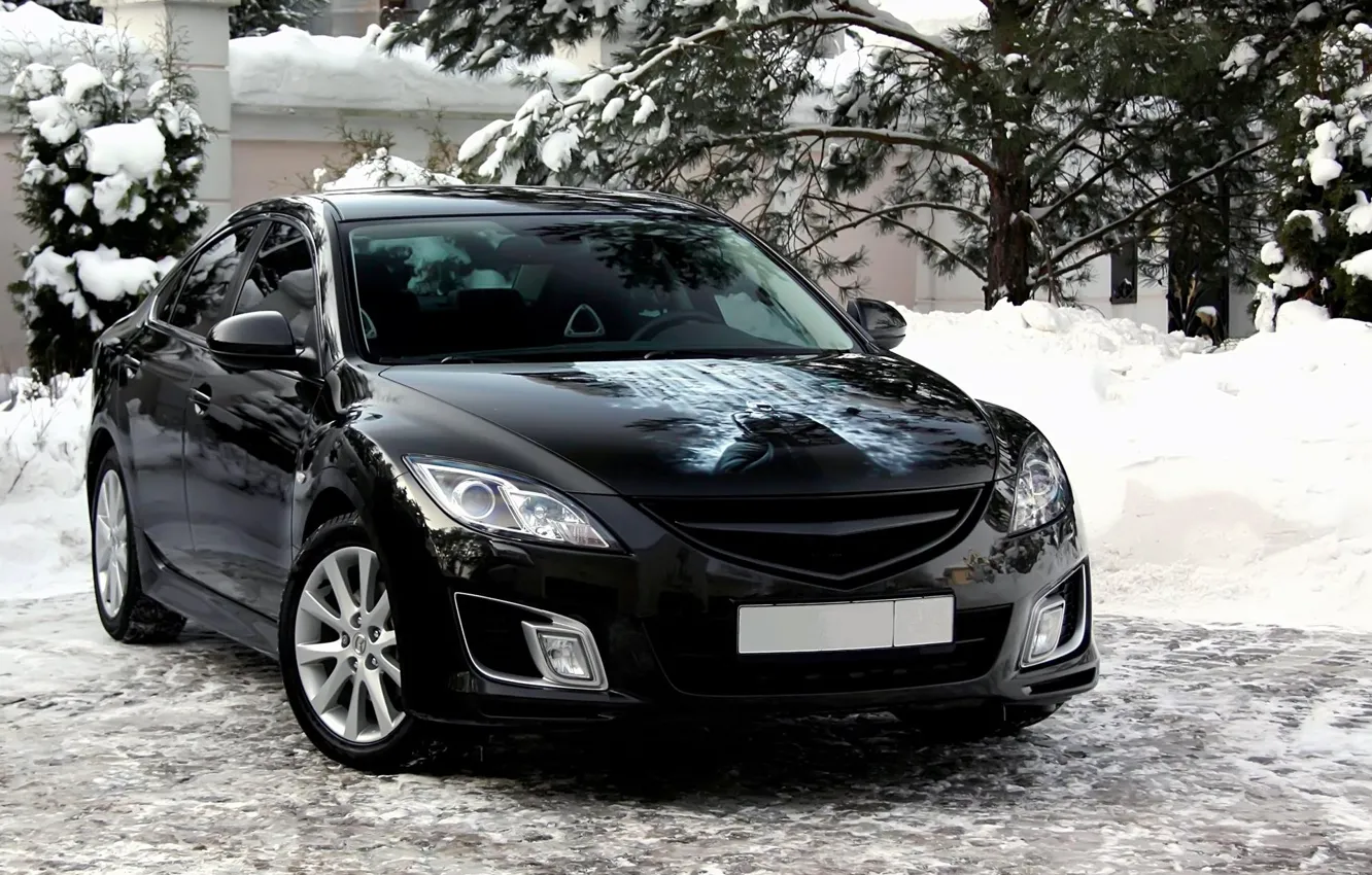 Фото обои снег, Mazda 6, Batman