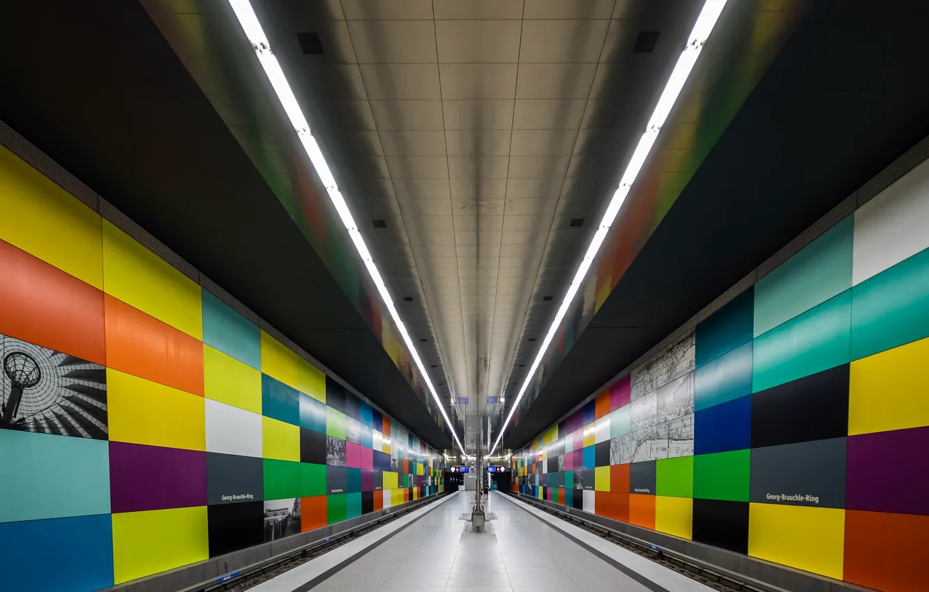 Фото обои метро, станция, Германия, Мюнхен, перрон