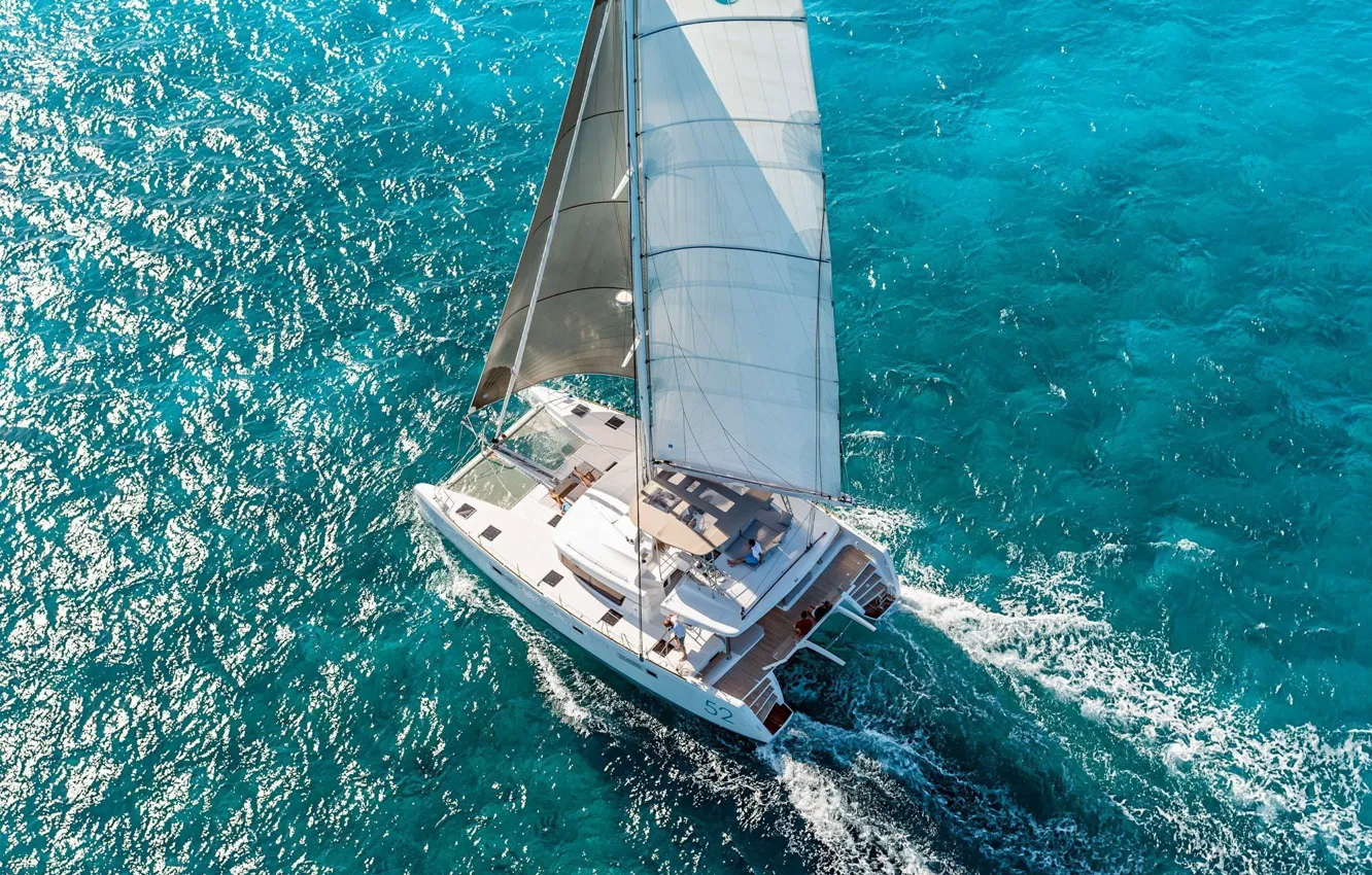 Фото обои море, парус, катамаран, charter Сroatia