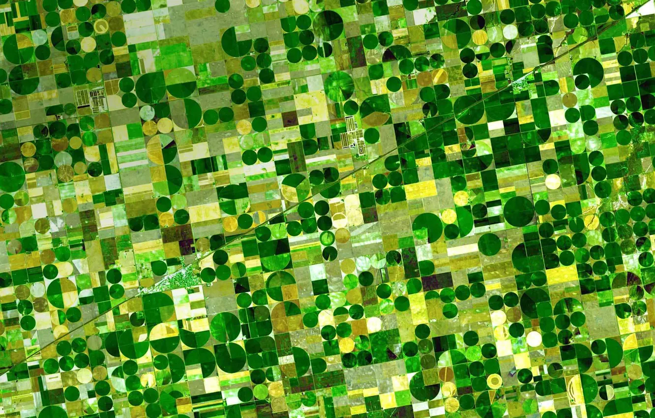 Фото обои поля, США, штат Канзас, фото NASA