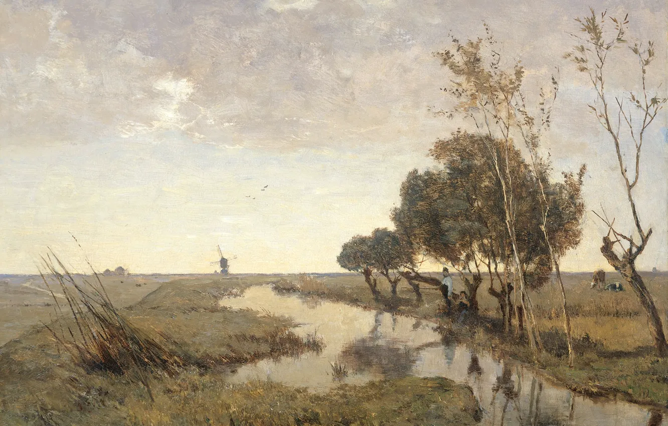 Фото обои пейзаж, ручей, картина, Поль Жозеф Константин Габриэль, Водоток Вблизи Абкауде