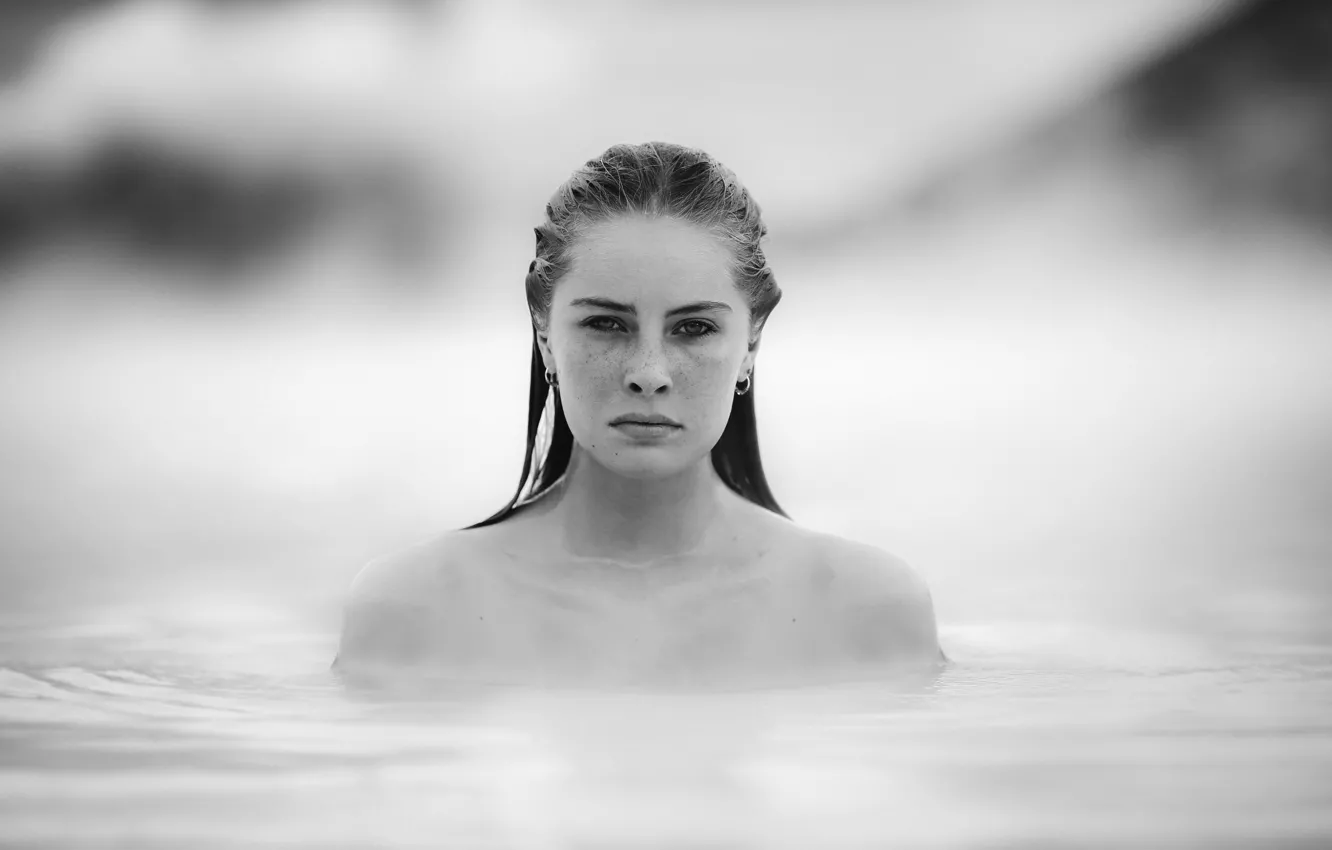 Фото обои взгляд, вода, девушка, David Olkarny