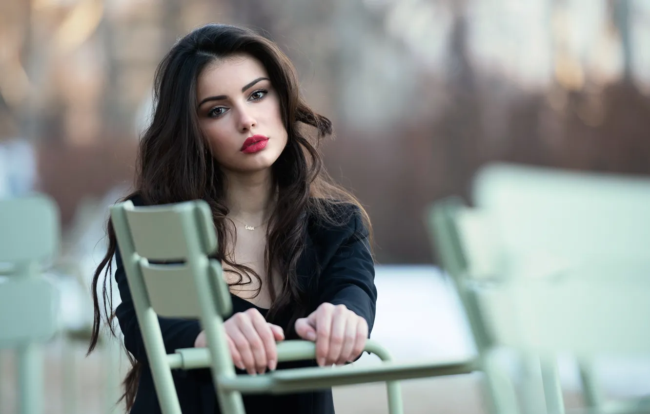Фото обои взгляд, лицо, волосы, помада, красавица, Ester