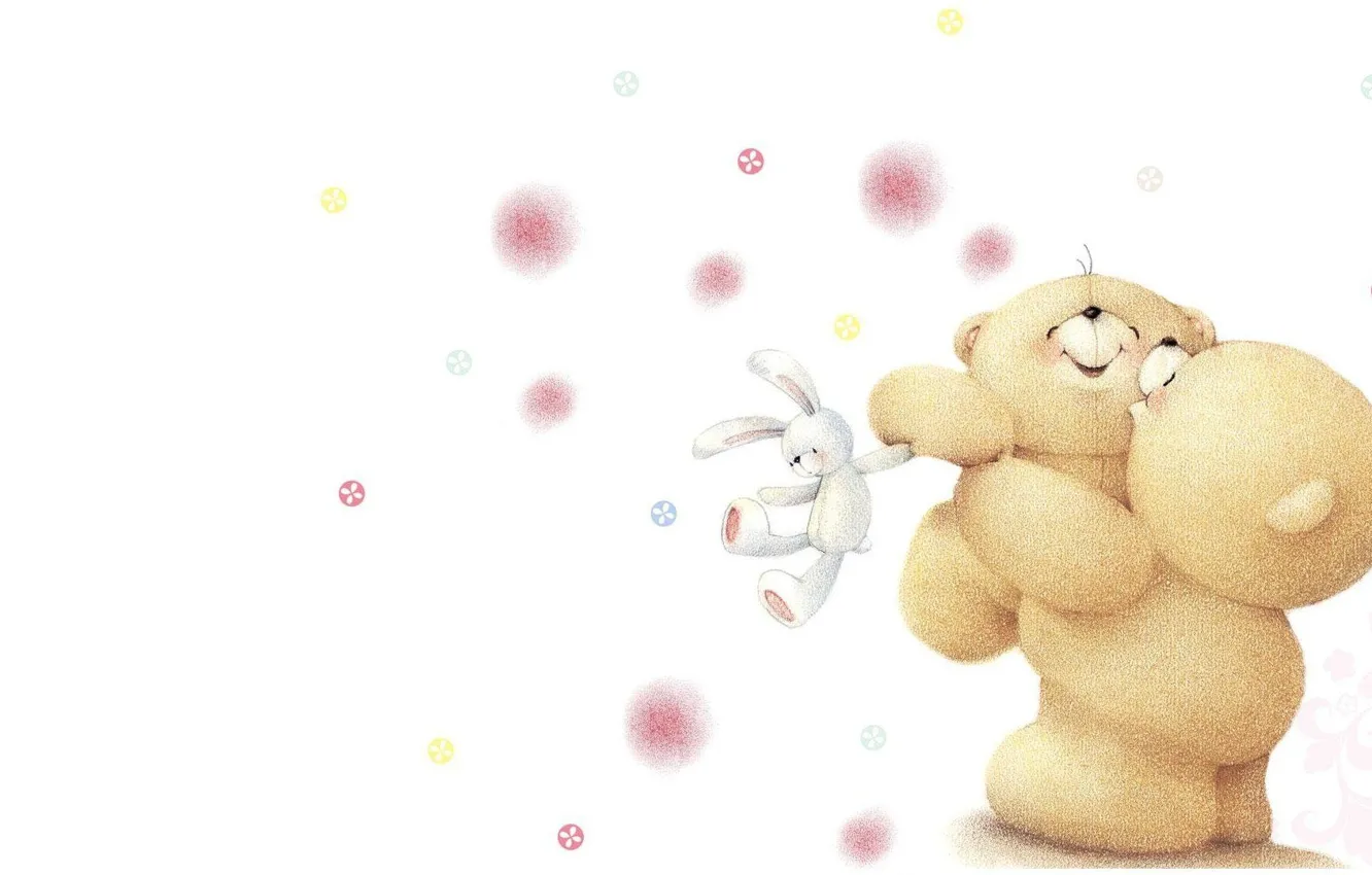 Фото обои радость, настроение, игрушка, арт, мишка, зайчик, детская, Forever Friends Deckchair bear